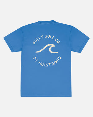 Folly Golf - Shredder Tee - Blue - Back of T-Shirt